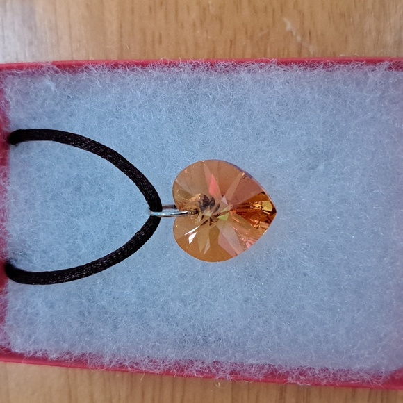 Golden Sunset Crystal Heart Necklace - Picture 3 of 6